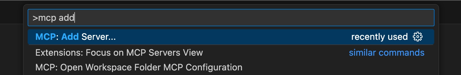 VS Code user settings in command palette